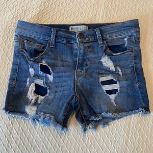 Mudd Women's Distressed Blue Denim Shorts